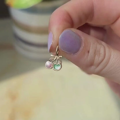 14k mini cherries charm