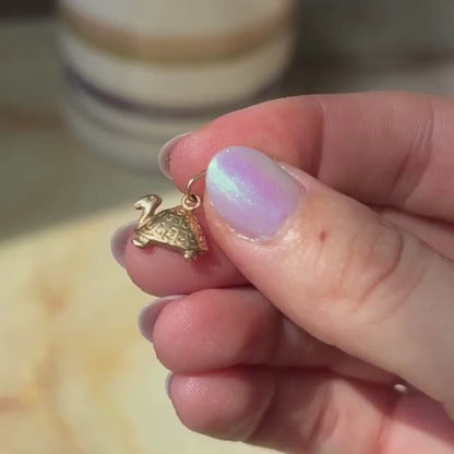 14k mini turtle charm