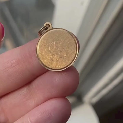 14k letter B medallion charm