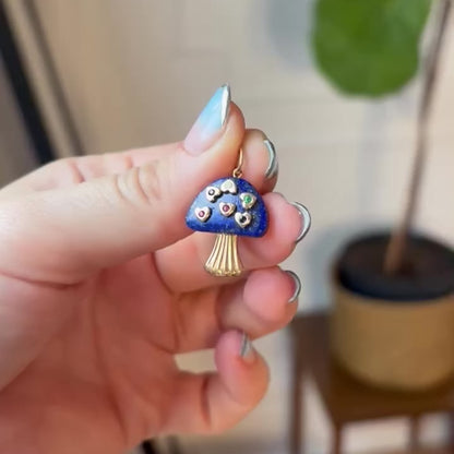 14k lapis mushroom pendant