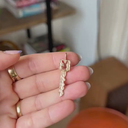 14k playboy bunny key with mini diamond charm