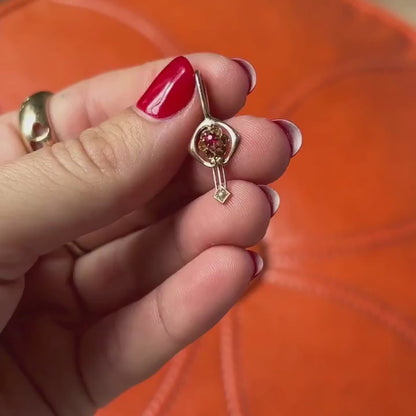 14k ruby & pearl stick pin conversion charm