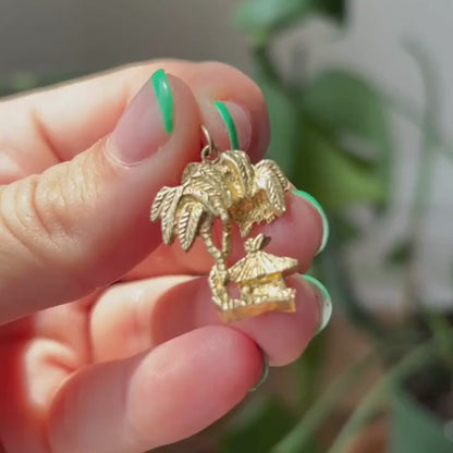 14k palm trees charm