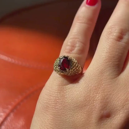 18k gargoyle garnet pinky ring