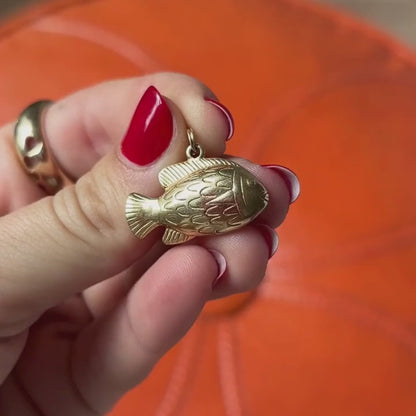 14k grumpy fish charm