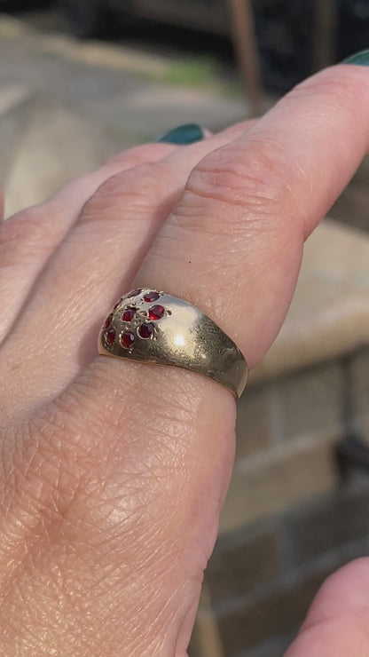 9K garnet flower dome ring