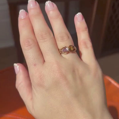 14k kissing double amethyst & citrine ring