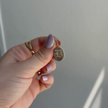 14k old english letter D cufflink conversion charm