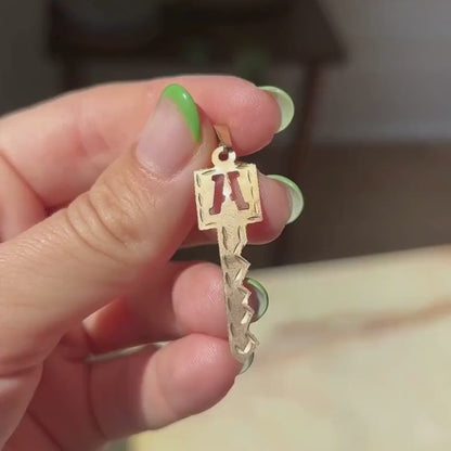 10k cut out letter A key charm