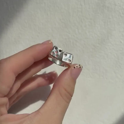 silver 7 dice ring