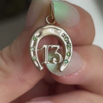 tsavorite 13 horseshoe charm