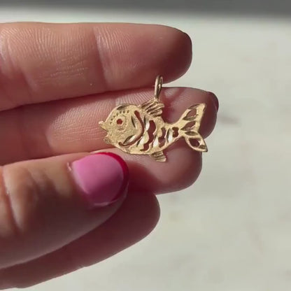 14k fish charm