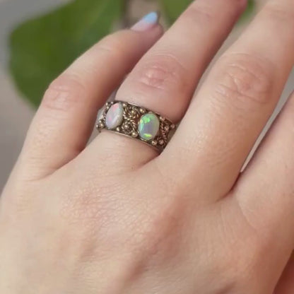 14k art nouveau opal infinity ring