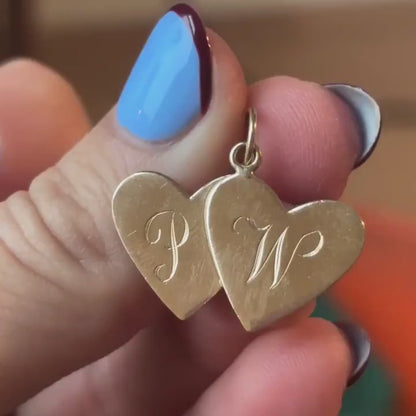 14k double heart with P and W charm