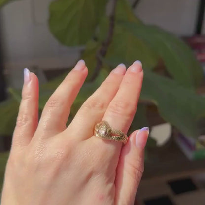14k snake ring with ruby eyes