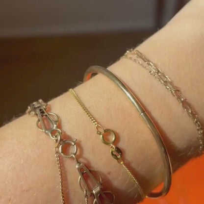 14k fancy mid century link bracelet with safety chain 7 3/8"