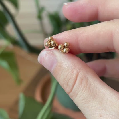 14k ball cluster stud earrings