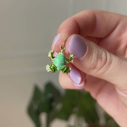 14k enamel hollow frog charm