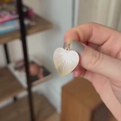 14k engine turned heart charm