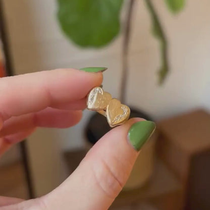 14k double heart with diamonds ST ring