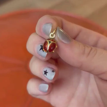 14k rust enamel ladybug charm