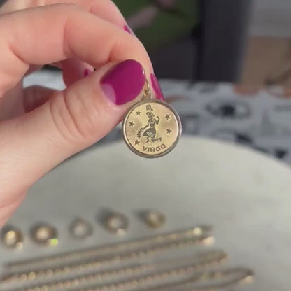 14k virgo medallion charm