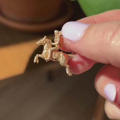 14k horse and rider moving charm