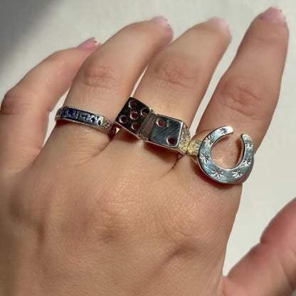 silver 7 stars horseshoe ring
