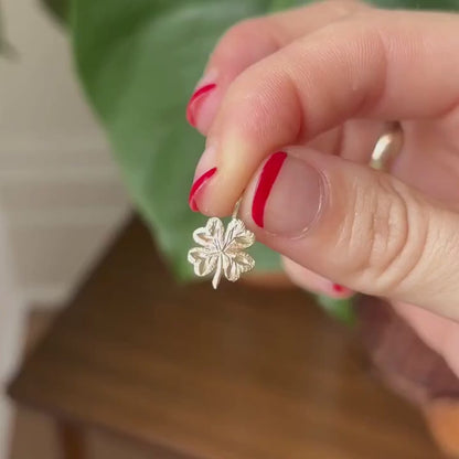 10k four leaf clover mini charm