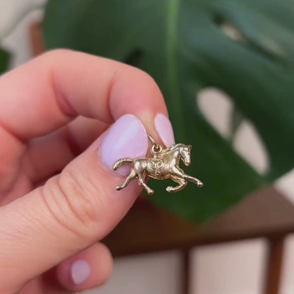 14k double sided hollow horse charm