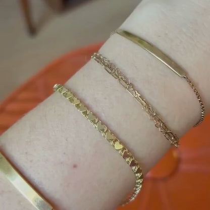 14k mini mirror heart link bracelet 8.5"