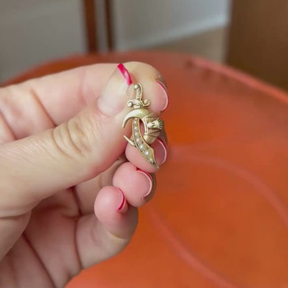 14k masonic dagger & moon brooch conversion charm