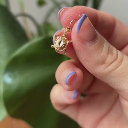 14k mini turtle charm