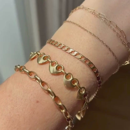 14k rolo 60s bracelet with safety chain 8"