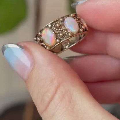 14k art nouveau opal infinity ring