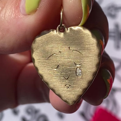 crying heart & diamond tear drop pendant