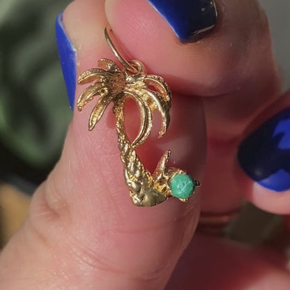 14k palm tree with green malachite charm