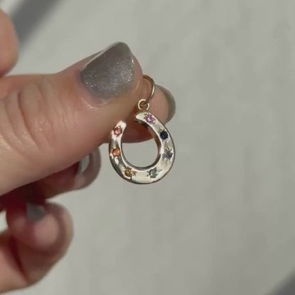 7 rainbow sapphire stars horseshoe charm