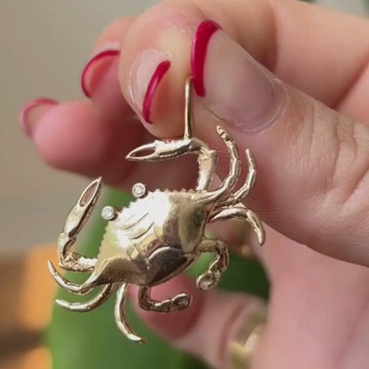 14k crab with diamond eyes charm