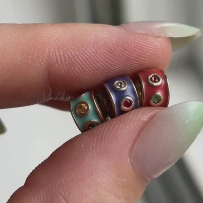 14k enamel slider with gems