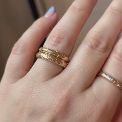 14k antique re-imagined star set band with diamonds