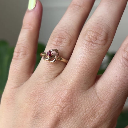 14k ruby knot ring