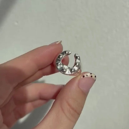 silver 7 notch horseshoe ring