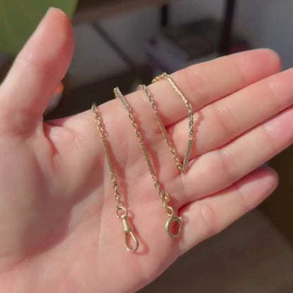 14k antique tri tone bar station watch chain 14.5"