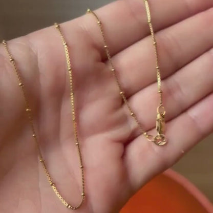 14k bead station box chain 18.25"