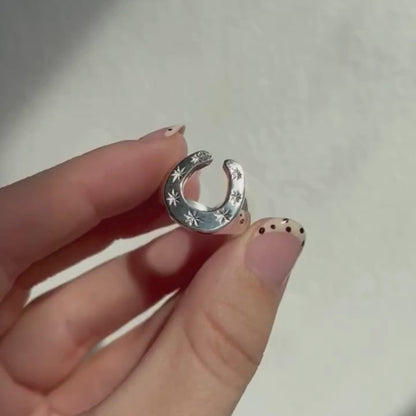 silver 7 stars horseshoe ring