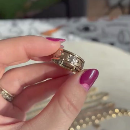 14k 40s two tone flowers & leaves band