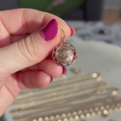 14k pisces cut out scallop charm