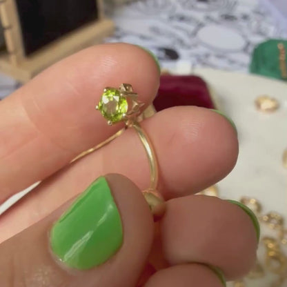 14k belly button ring with peridot