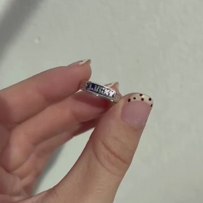 silver lucky enamel signet